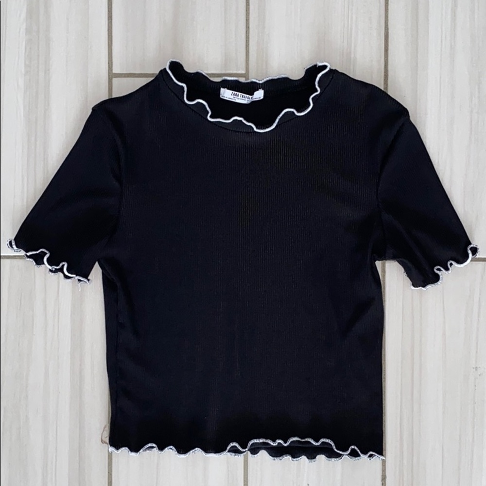 Zara TRF Ruffled Hem Crop Top NWOT
